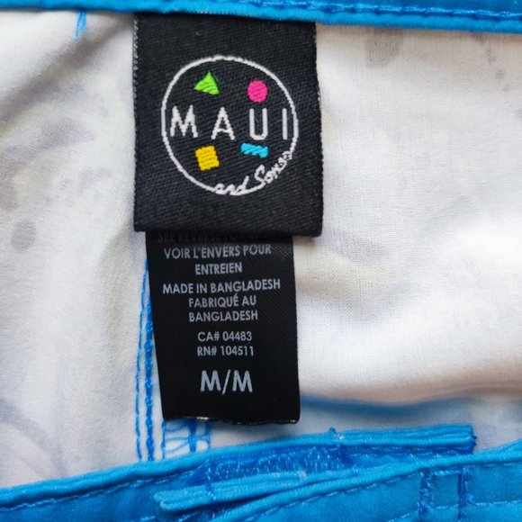 Maui and Sons board short light blue classic sharks design men's size M NWT - Picture 7 of 11